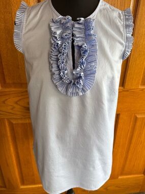 Women’s blue ruffle sleeveless dress shirts by J Crew size 0